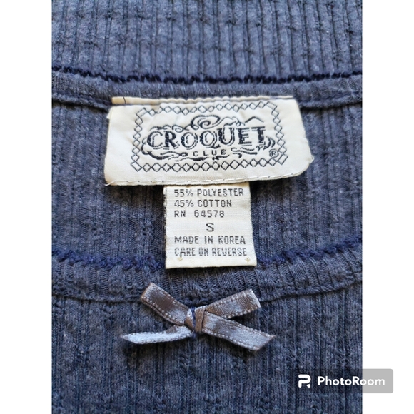 ☕ Croquet Club Grey Knit Long Sleeved Top Size Small Juniors - Picture 4 of 7